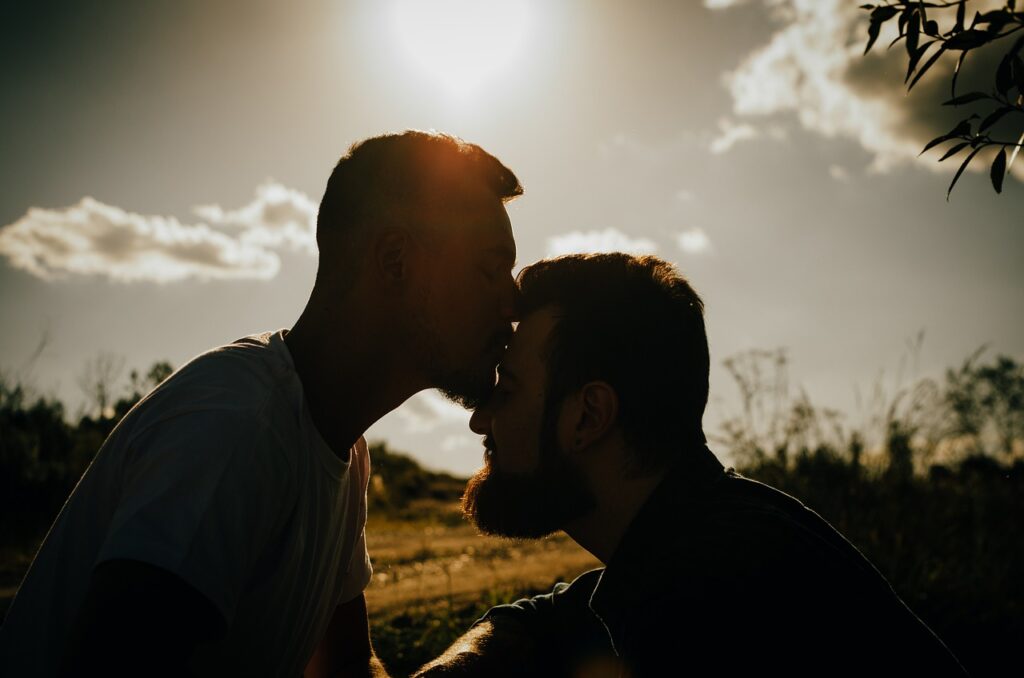 lovers, meadow, portrait